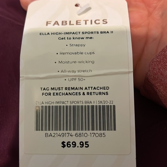 FABLETICS high impact sports bra BURGUNDY. PLUS SIZE 3X - Picture 2 of 5